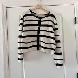 Universal Thread Black and White Striped Cardigan
